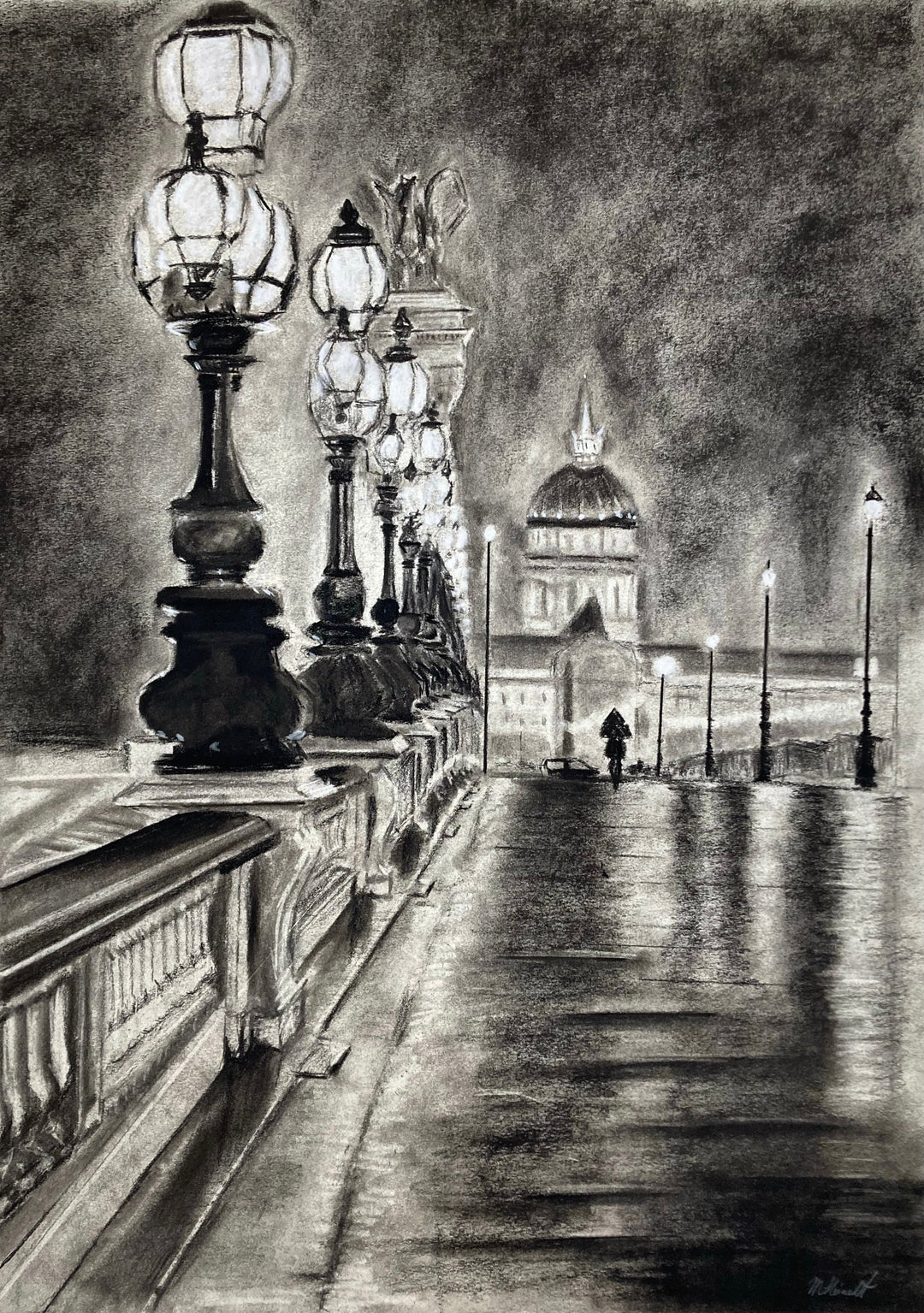 Bittersweet Daydreams | Paris at Night in Charcoal