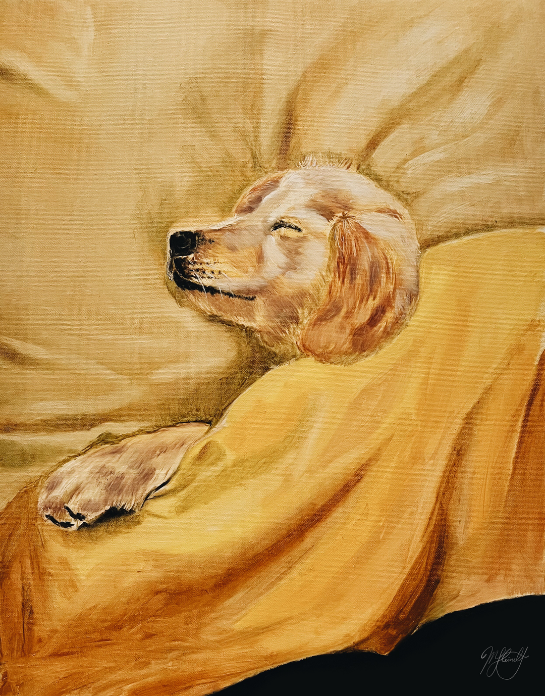 Yellow Dreams | Yellow Lab in Limited Palette Oil