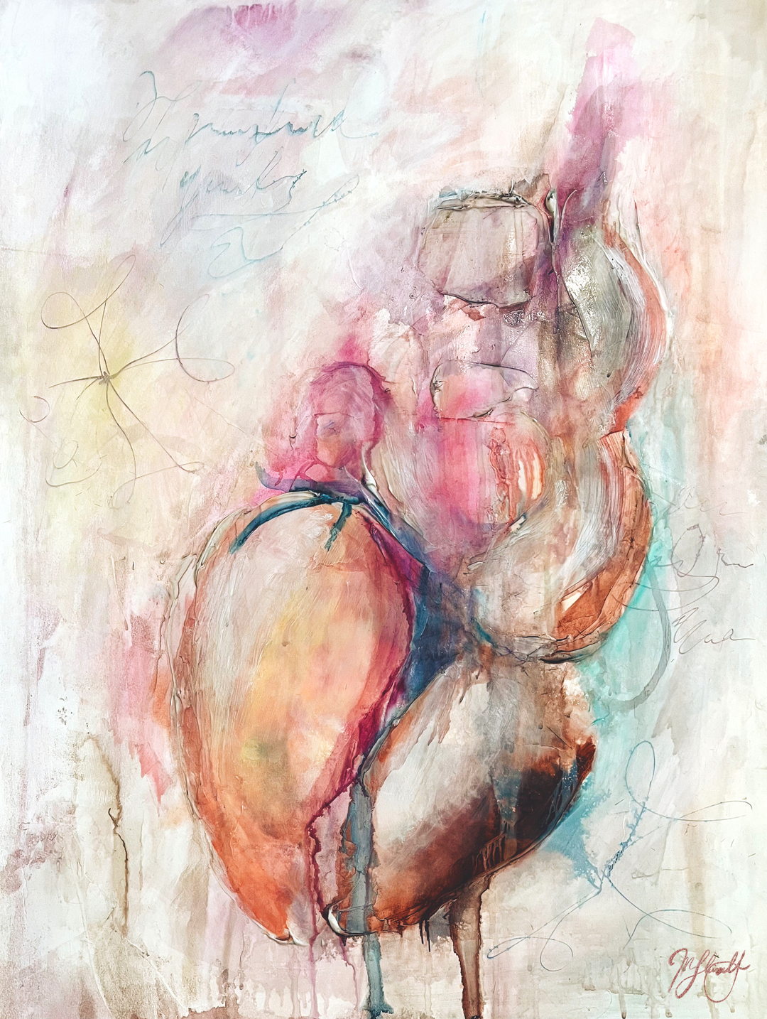 The Magic of Now | Heart Abstract in Mixed Media